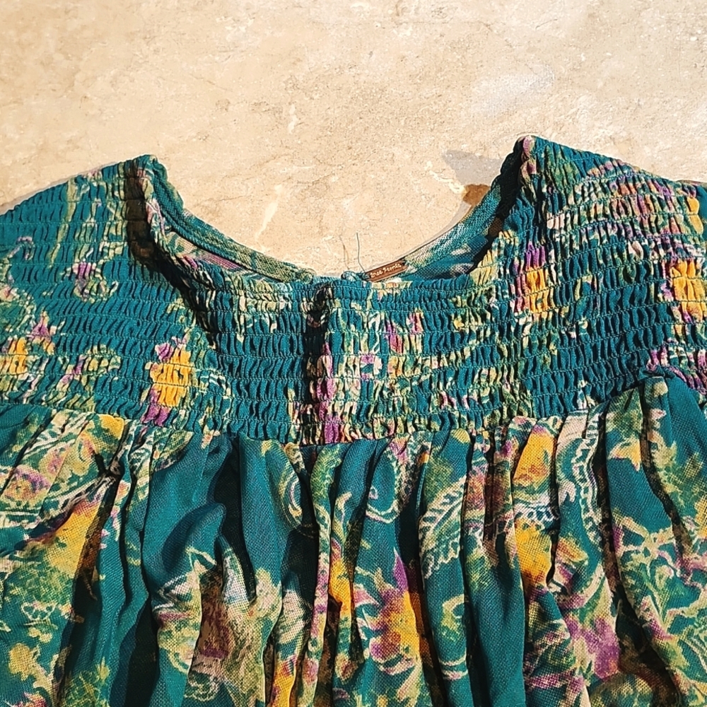 Free People Up For Anything Emerald Floral Top S - Picture 3 of 5